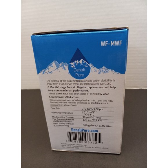 Denali Pure Refrigerator Water Filter WF-MWF New in Box - Picture 7 of 13